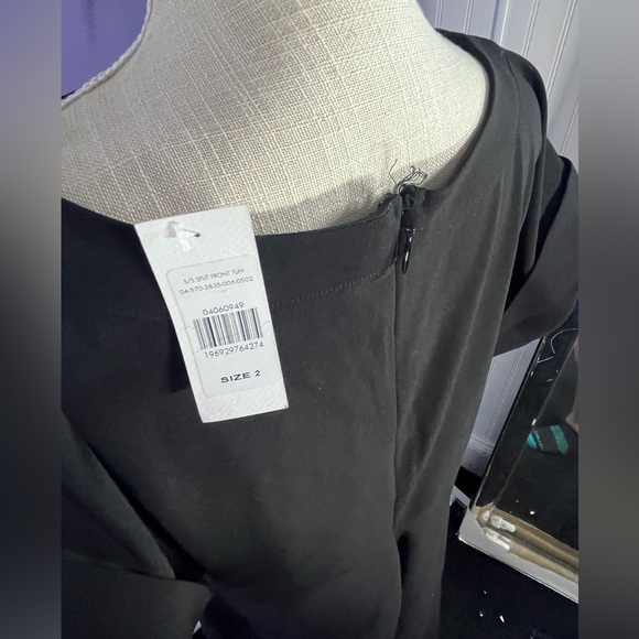 Fashion to Figure Split Front Black Knit Tunic Top NWT Bikercore Trendy layer - Picture 6 of 10